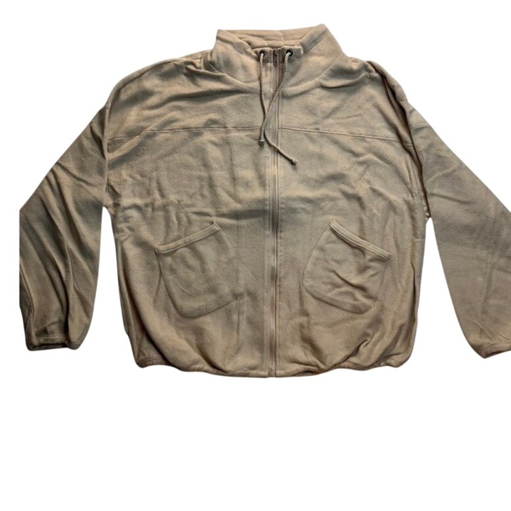 Perch by Blu Pepper Womens Fleece Zip Up‎ Jacket Tan 2XL Cozy Minimalist New